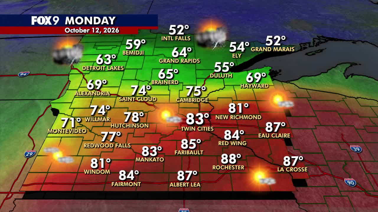 Minnesota weather: Summerlike warmth Monday before cooler Tuesday — FOX 9, Prior Lake Community news