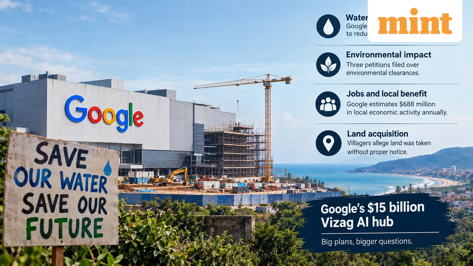 Google defends $15 billion Vizag AI hub as water fears, land disputes and protests put project under scrutiny — Mint India, Prior Lake Technology news